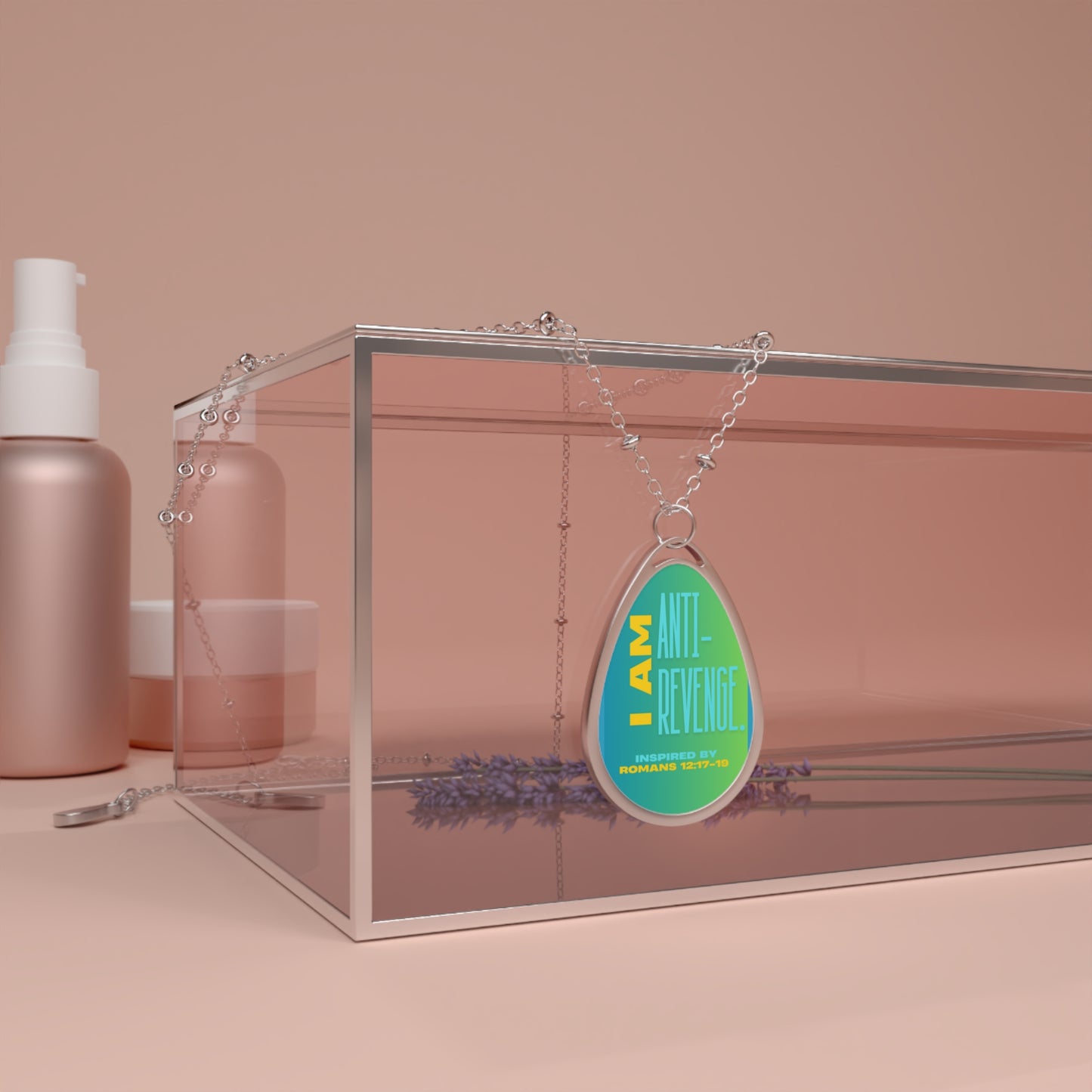 I AM Anti- Revenge. - Inspired by Romans 12: 17 -19. - Oval Necklace