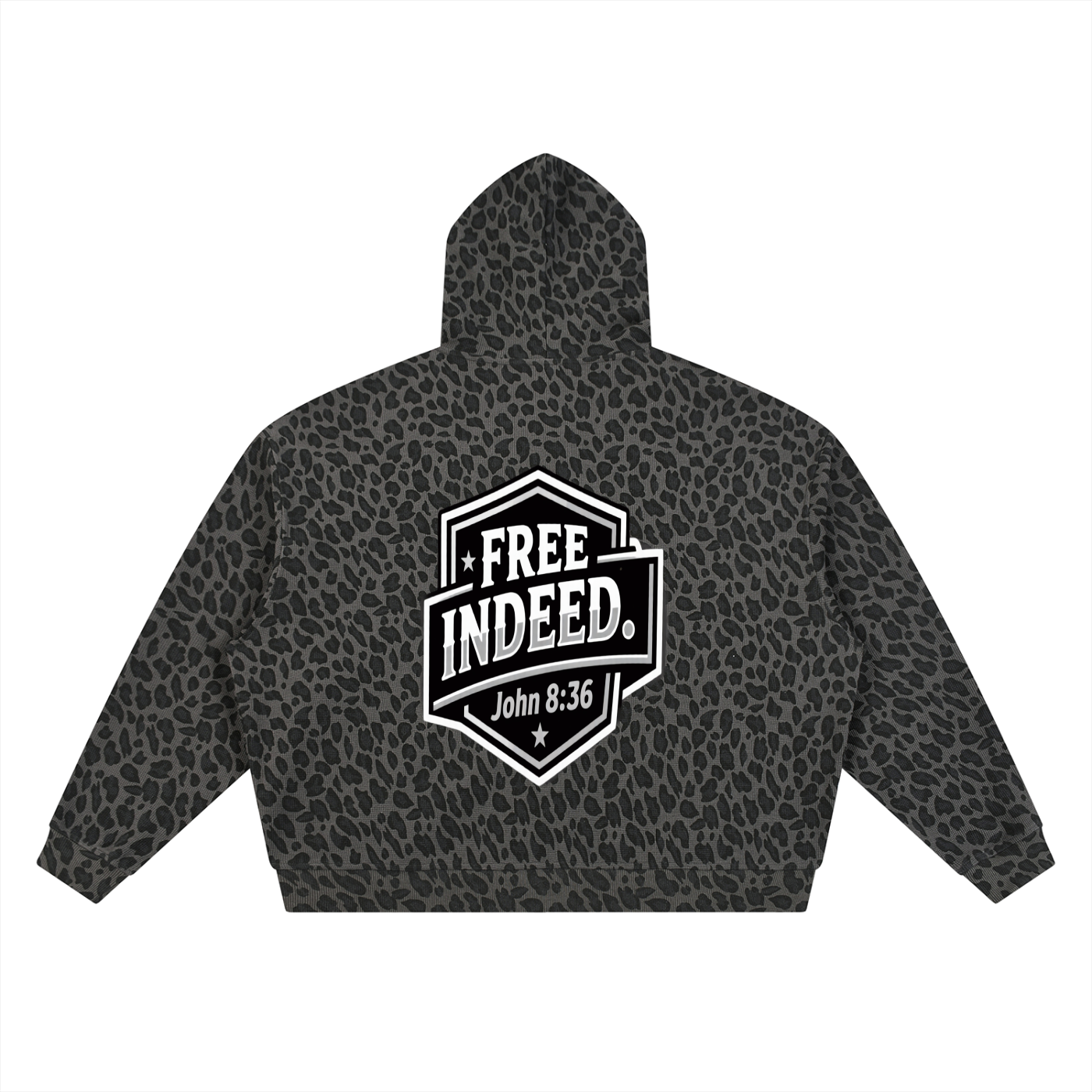Unisex Leopard Print Waffle Full Zip Hoodie
