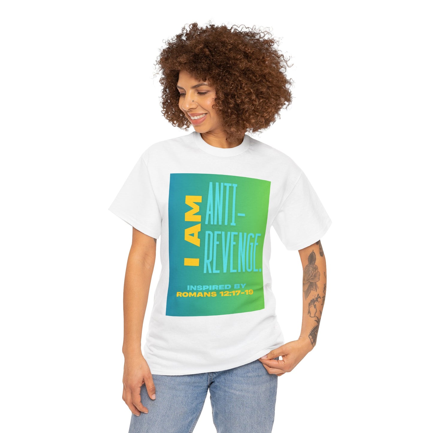I AM Anti-Revenge. - Inspired by Romans 12:17- 19.  Unisex Heavy Cotton Tee