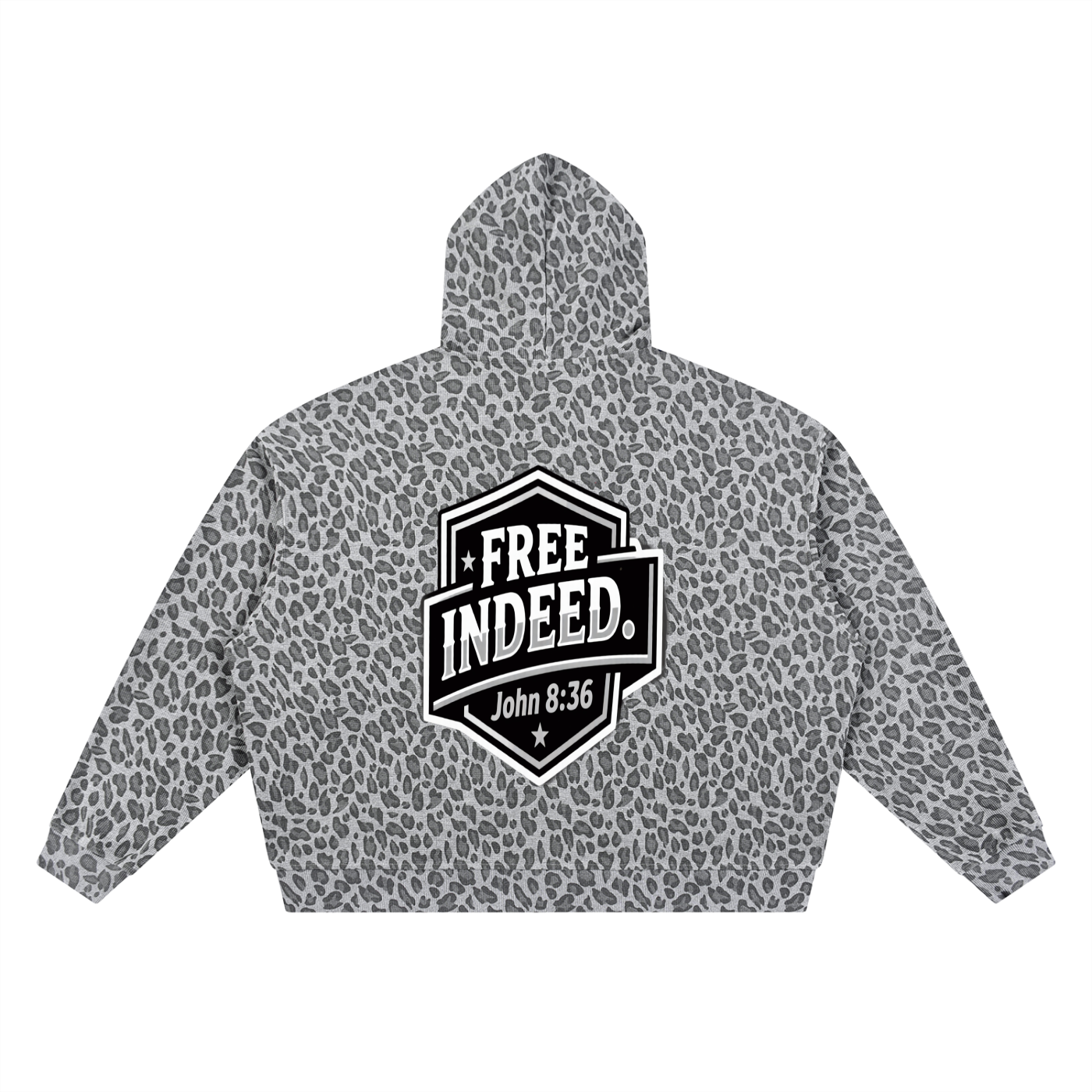 Unisex Leopard Print Waffle Full Zip Hoodie