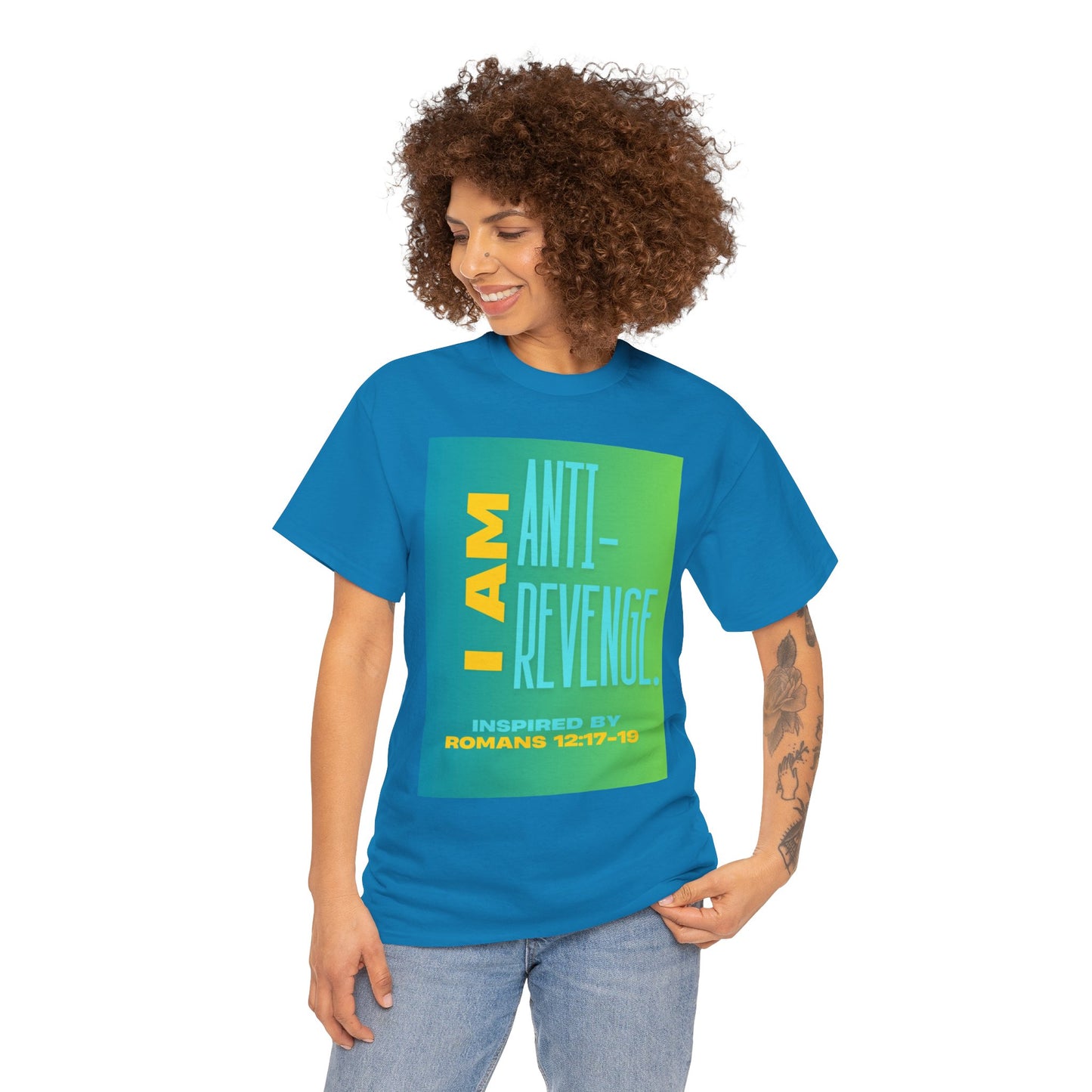 I AM Anti-Revenge. - Inspired by Romans 12:17- 19.  Unisex Heavy Cotton Tee