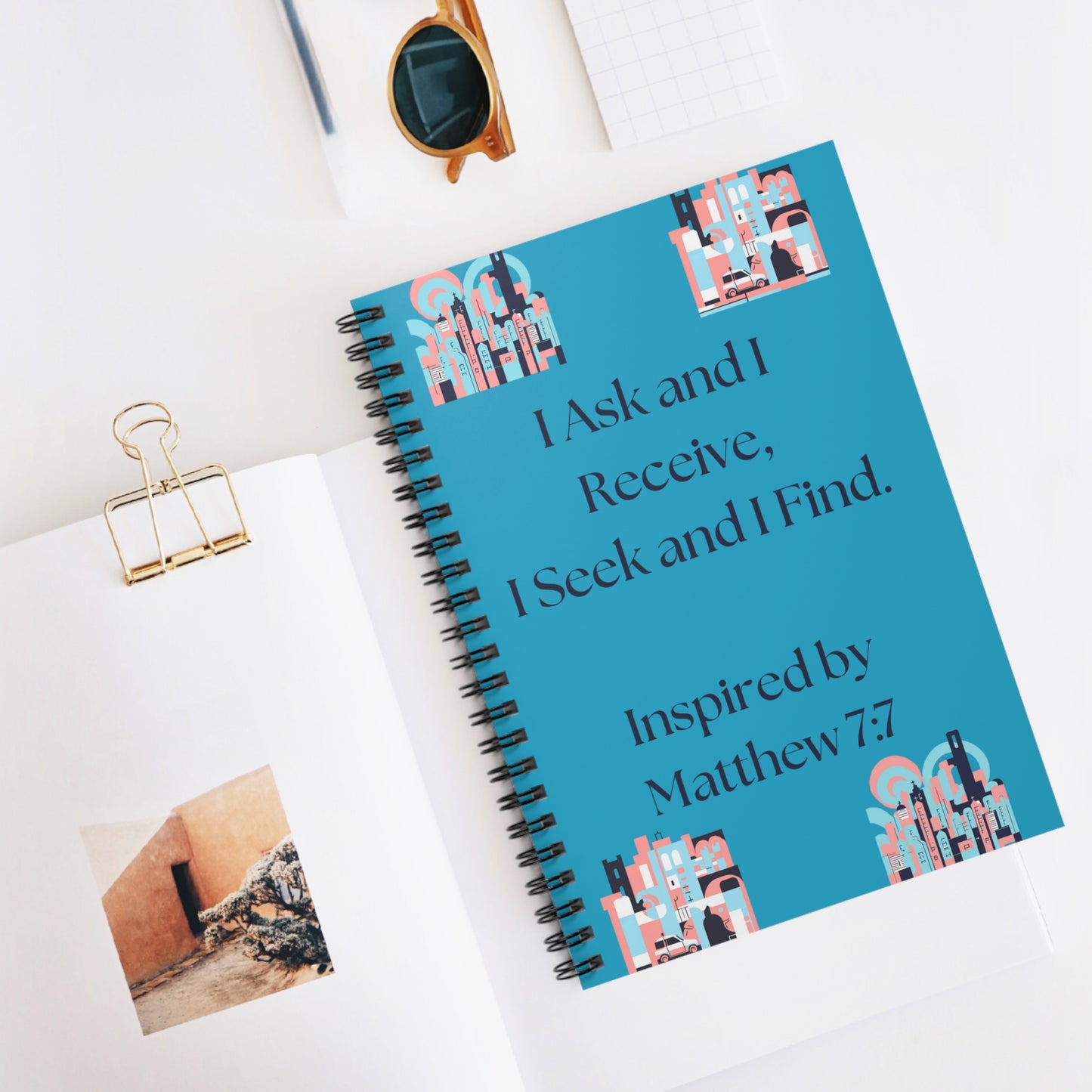 I Ask and I Receive. - Inspired by Matthew 7:7. -  Spiral Notebook - Ruled Line